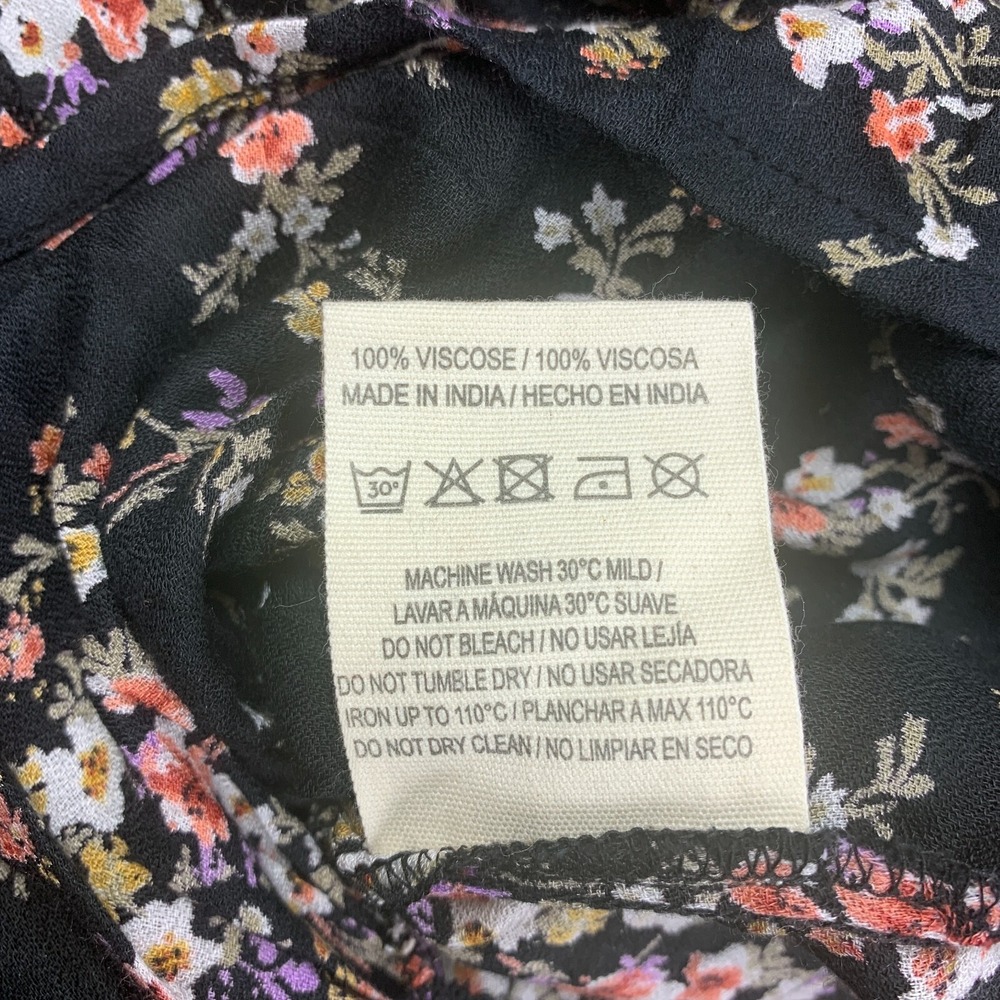 Sonmer‎ Lola Dress Sz XL Black Floral Ankle Length Ruffled Midi Asymetric V Neck - Picture 15 of 16